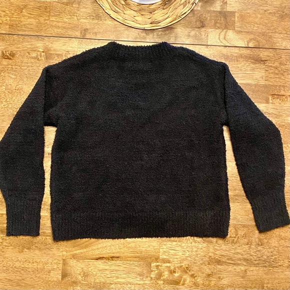 Sanctuary Black Long Sleeve Plush V-neck Sweater size Small - Picture 5 of 11